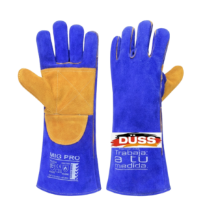 Guante para soldar premium azul con dorado