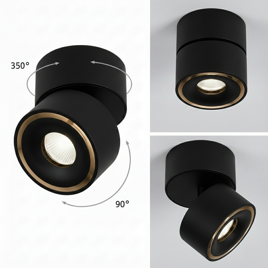 Foco LED Giratorio 360° Evo Negro 12W - Montaje Superficie - Image 2