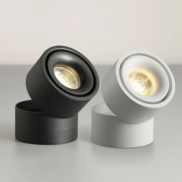 Foco LED Giratorio 360° De Superficie | Evo Minimalista Negro 6000K 12W