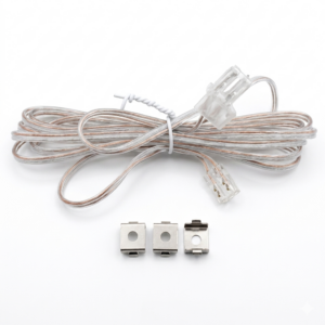 KIT ACCESORIOS TIRA LUZ LED NEON 10X10MM IP20 CORTE LIBRE CONEXION DIRECTA - GABINETE - CABLE DUPONT 1.8M + TAPA FINAL + 2 CLIPS MONTAJE